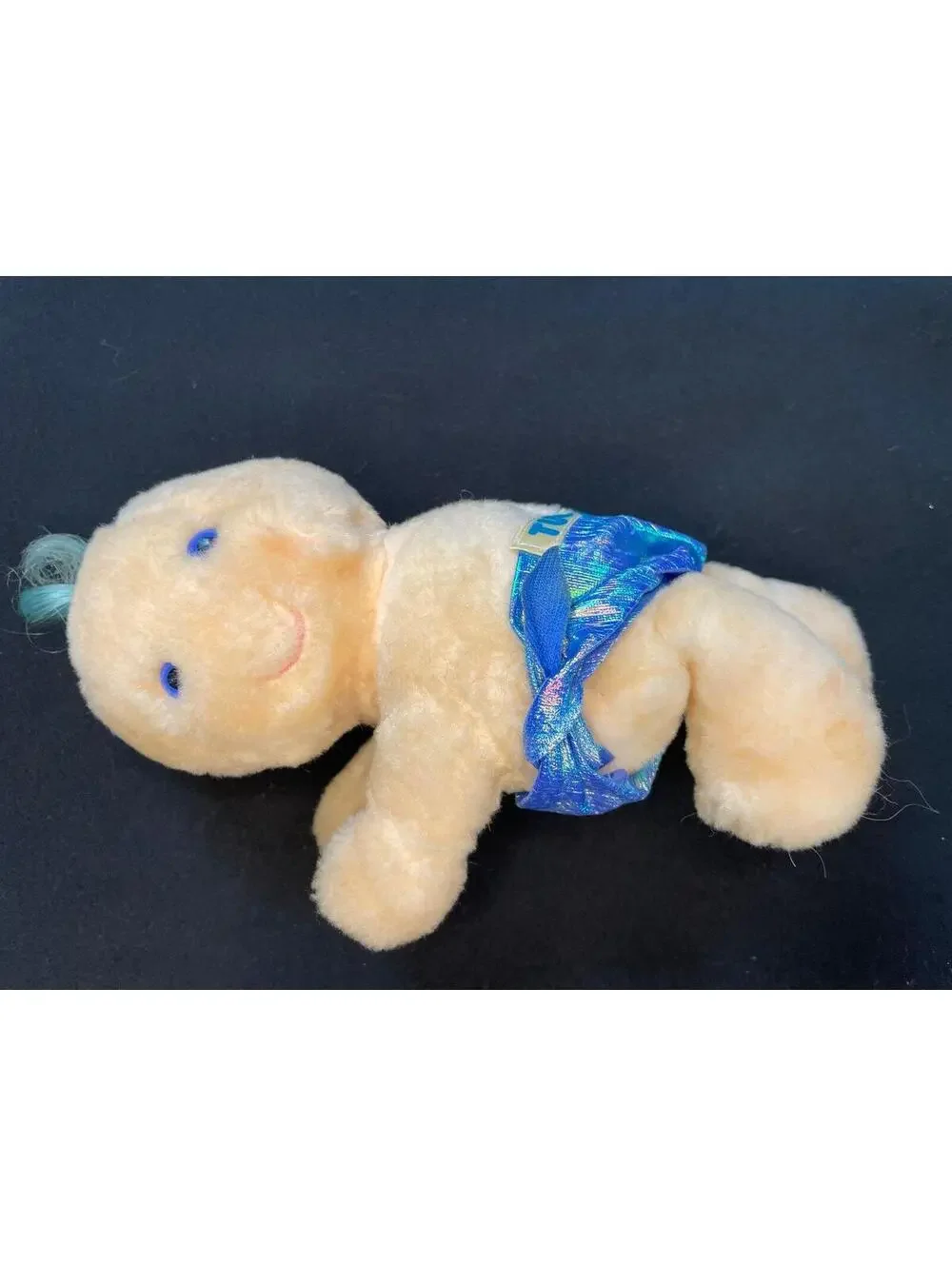 Vintage 1984 Hallmark Tuggins Plush Baby Doll Toy Blue Holographic Diaper KC Mfg